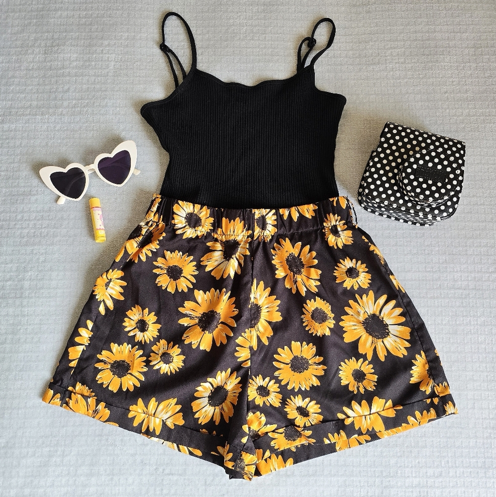 sunflower print romper | summer casual boho